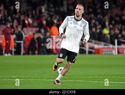 LONDON, ENGLAND - 7. MÄRZ 2017: Franck Ribery aus Bayern im Bild vor der zweiten Etappe der UEFA Champions League Runde von 16 zwischen Arsenal FC und Bayern München im Emirates Stadium. Copyright: Cosmin Iftode/Picstaff Stockfoto