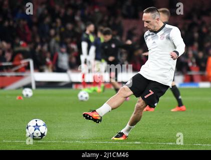 LONDON, ENGLAND - 7. MÄRZ 2017: Franck Ribery aus Bayern im Bild vor der zweiten Etappe der UEFA Champions League Runde von 16 zwischen Arsenal FC und Bayern München im Emirates Stadium. Copyright: Cosmin Iftode/Picstaff Stockfoto