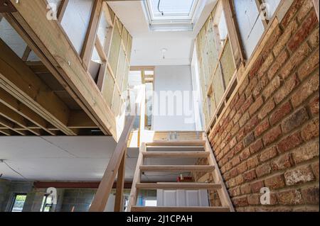 Treppen zu unfertigen Wohn Loft Umbau Projekt Stockfoto
