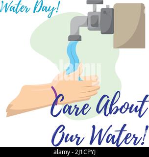 Paar Hände waschen auf einem Wasserhahn Wasser Tag Vektor Stock Vektor