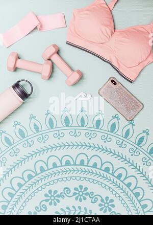 Fitness Flat Lay Konzept Stockfoto
