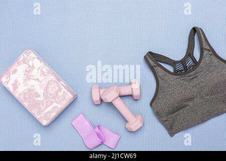 Fitness Flat Lay Konzept Stockfoto
