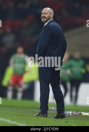 Glasgow, Schottland, 24.. März 2022. Schottland-Manager Steve Clarke beim internationalen Freundschaftsspiel im Hampden Park, Glasgow. Bildnachweis sollte lauten: Neil Hanna / Sportimage Stockfoto