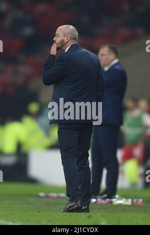 Glasgow, Schottland, 24.. März 2022. Schottland-Manager Steve Clarke beim internationalen Freundschaftsspiel im Hampden Park, Glasgow. Bildnachweis sollte lauten: Neil Hanna / Sportimage Stockfoto