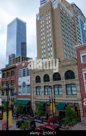 Stephen Avenue Mall, Downtown Calgary, Alberta, Kanada, Juli 5., 2019. Stockfoto