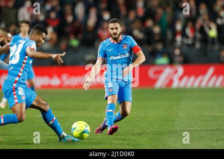 Madrid, Spanien. 19. März 2022. Koke (Atletico) Fußball: Spanisches Spiel „La Liga Santander“ zwischen Rayo Vallecano 0-1 Club Atletico de Madrid im Estadio de Vallecas in Madrid, Spanien. Quelle: Mutsu Kawamori/AFLO/Alamy Live News Stockfoto