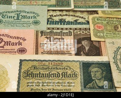 Deutsche Schatzkammer Der Weimarer Republik Notgeld Banknoten Stockfoto