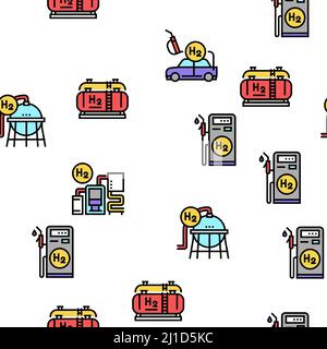 Wasserstoff-Industrie Vektor Nahtloses Muster Stock Vektor