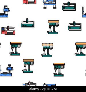 Metall Bearbeitungsmaschine Vektor Nahtloses Muster Stock Vektor