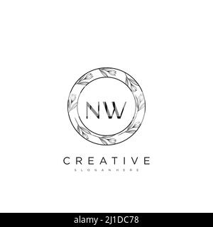 NW Anfangsbuchstabe Blume Logo Vorlage Vektor Premium-Vektor Stock Vektor