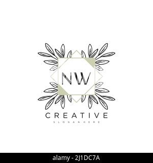 NW Anfangsbuchstabe Blume Logo Vorlage Vektor Premium-Vektor Stock Vektor