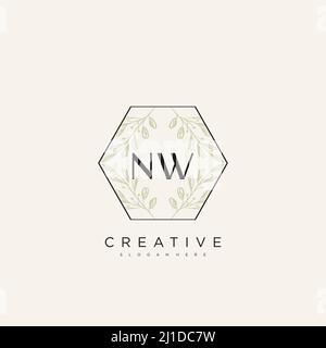 NW Anfangsbuchstabe Blume Logo Vorlage Vektor Premium-Vektor Stock Vektor