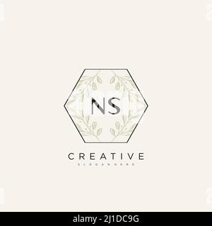 NS Initial Letter Flower Logo Template Vektor Premium-Vektor Stock Vektor