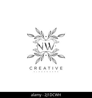 NW Anfangsbuchstabe Blume Logo Vorlage Vektor Premium-Vektor Stock Vektor