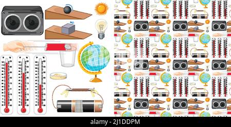 Nahtlose Hintergrund mit Wissenschaft Ausrüstungen Illustration Stock Vektor
