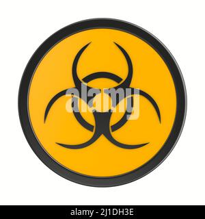 Symbol Biohazard auf weißem Hintergrund. Isolierte 3D-Abbildung Stockfoto