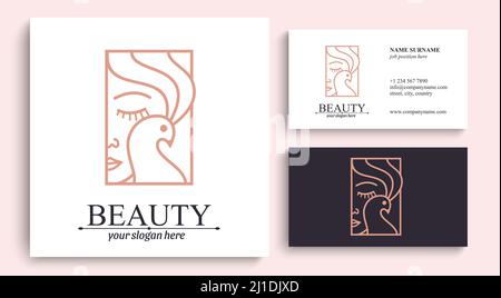 Logo Frau mit einem Vogel. Das Mädchen umarmt den Vogel sanft. Abstraktes Designkonzept für viele Geschäftsbereiche. Stock Vektor