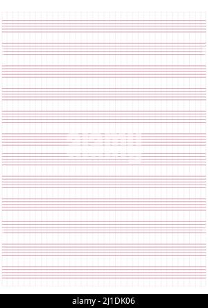 Diagrammpapier. Bedruckbares Rasterpapier mit Stabpapier auf weißem Hintergrund. Ein leeres Notenblatt mit Personal. Geometrisches Muster für Komposition, Bildung Stock Vektor