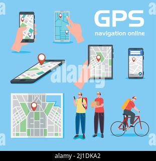 Acht gps-Dienstsymbole Stock Vektor