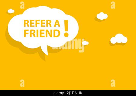 Empfehlen Sie einen Freund Speech Bubble Banner Vektor mit Copy Space Human Resource Management Konzept für Flyer, Banner, Präsentationen und Poster. Illustrat Stock Vektor