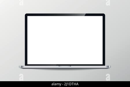 Moderne Laptop-Computer Vektor-Mockup isoliert auf weiß. Stock Vektor