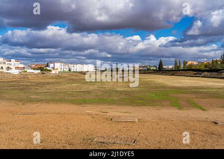 Der römische Circus von Merida, Spanien war für Chariot Racing verwendet und auf der Circus Maximus in Rom nachempfunden. Stockfoto