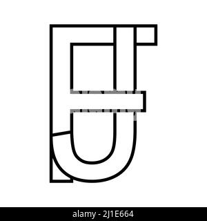 Logo, fj jf-Symbol, nft fj Zeilensprungbuchstaben f j Stock Vektor