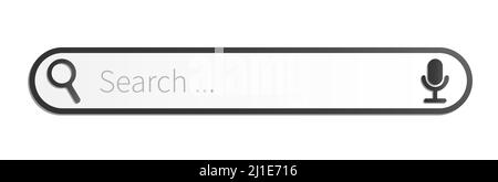 Suchleiste für Browser oder mobile Apps mit Mikrofon- und Lupensymbolen, die auf weißer Vektorgrafik isoliert sind Stock Vektor