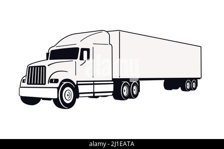 Sattelschlepper. Vektor-Umriss Lkw. Frachttransport. Moderne flache Vektorgrafik. Amerikanischer LKW. Sattelschlepper. Sattelschlepper. Sattelschlepper. Stock Vektor