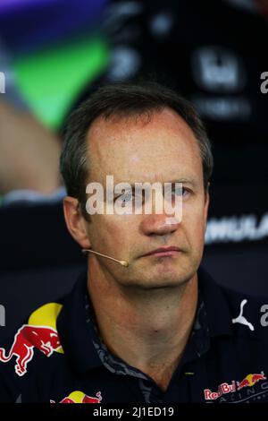 29.07.2016 - Paul Monaghan (GBR) Red Bull Racing Chief Engineer bei der FIA Pressekonferenz. Stockfoto