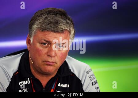 29.07.2016 - Otmar Szafnauer (USA) Sahara Force India F1 Chief Operated Officer bei der FIA Pressekonferenz. Stockfoto