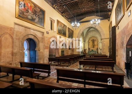 Die gotisch-mudejar-Kirche, das Kloster La Rabida, Palos de la Correas, Provinz Huelva, Andalusien, Südspanien. Das Kloster wurde 1261 gegründet. Stockfoto