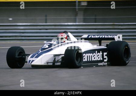 Nelson Piquet (BRA) Brabham BT49 Ford Cosworth Brabham Racing Team Position 1. Stockfoto