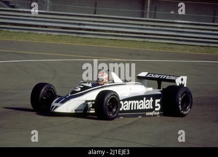 Nelson Piquet (BRA) Brabham BT49 Ford Cosworth Brabham Racing Team Position 1. Stockfoto