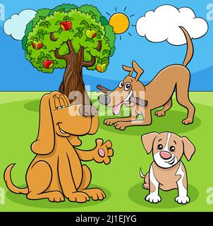 Cartoon-Illustration von Hunden und Welpen Tierfiguren Gruppe Stock Vektor