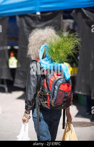 Sonntagsszenen vom Union Square Farmer's Market in New York City. Stockfoto