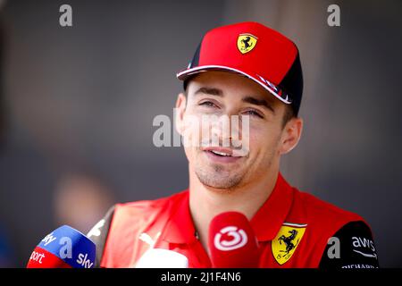 Sakhir, Bahrain. 25. März 2022. #16 Charles Leclerc (MCO, Scuderia Ferrari), F1 Grand Prix von Bahrain auf dem Bahrain International Circuit am 25. März 2022 in Sakhir, Bahrain. (Foto von HIGH TWO) Quelle: dpa/Alamy Live News Stockfoto