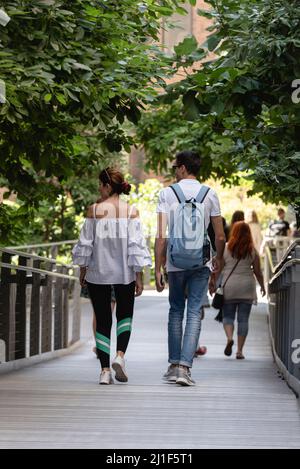 Sommerszenen aus der Highline in New York City Stockfoto