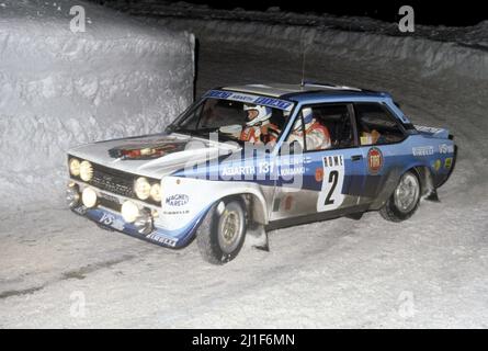 Markku Alen (FIN) Ilkka Kivimaki (FIN) Fiat 131 Abarth GR4 Fiat Auto Stockfoto