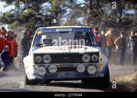 Markku Alen (FIN) Ilkka Kivimaki (FIN) Fiat 131 Abarth GR4 Fiat Auto Stockfoto