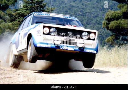 Markku Alen (FIN) Ilkka Kivimaki (FIN) Fiat 131 Abarth GR4 Fiat Auto 2. Position Stockfoto