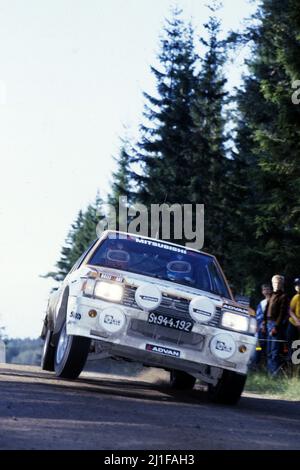 Antero Laine (FIN) Juha Piironen (FIN) Mitsubishi Lancer Turbo GR4 Ralliart Stockfoto