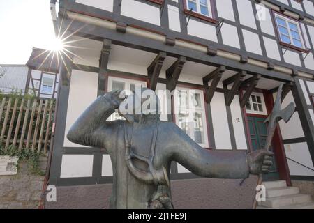 Nachtwächter-Skulptur Pulverköppe - Peter Lehmann - 1977 in Korbach, Hessen, Deutschland Stockfoto