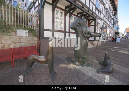 Nachtwächter-Skulptur Pulverköppe - Peter Lehmann - 1977 in Korbach, Hessen, Deutschland Stockfoto