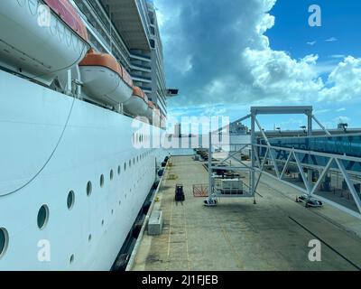 Orlando, FL USA - 10. Oktober 2021: Die MSC Cruise Lines Schiff Divina in Port Canaveral, Florida. Stockfoto