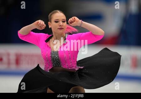 Sud de France Arena, Montpellier, Frankreich. 25. März 2022. Natalie Taschlerova und Filip Taschler aus Tschechien während des Pairs Ice Dance, der Eiskunstlauf-Weltmeisterschaft in der Sud de France Arena, Montpellier, Frankreich. Kim Price/CSM/Alamy Live News Stockfoto