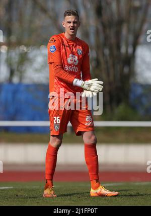 Bochum, Deutschland. 25. Mär, 2022. firo : 25.. März 2022, Fuvuball, 1. Bundesliga, Saison 2021/2022, Testspiel, VfL Bochum - Heracles Almelo goalwart Janis BLASWICH, Almelo Credit: dpa/Alamy Live News Stockfoto