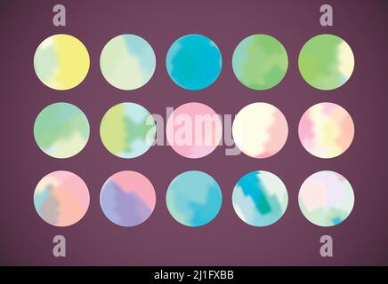 Vektor bunte Aquarell Punkte gesetzt. Bunte Aquarell Kunst handbemalten Kreis Stock Vektor