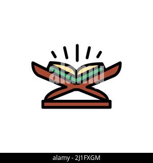 Lesen koran Buch Linie Farbe Symbol. Isoliertes Vektorelement. Skizzieren Sie das Piktogramm für Webseite, mobile App, Promo Stock Vektor