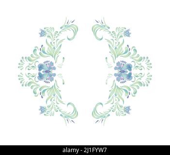 Hand gezeichnete Illustration im volkstümlichen Stil. Schöne Grenze mit Blumen im Vintage Style. Florales Ornament. Stock Vektor